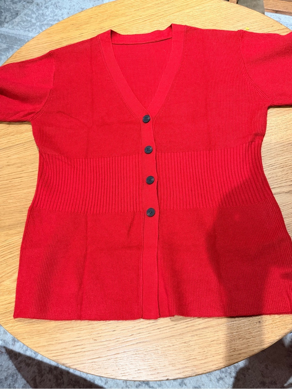 Women's V-Neck Button-Front Red Cardigan